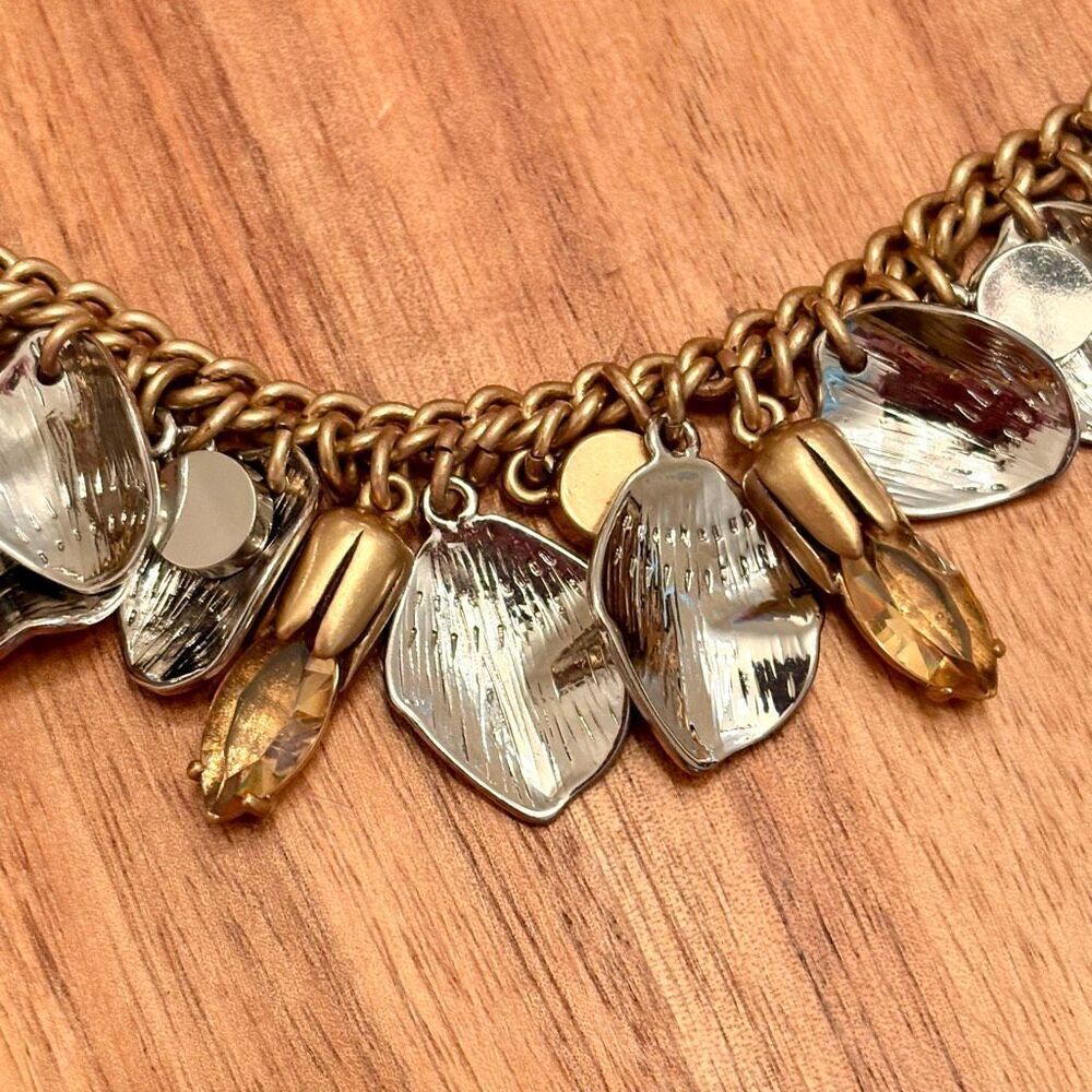 J.Crew | Leaf Cluster Pendant Necklace | Two-Tone | 16 1/2” Length - Picture 3 of 5